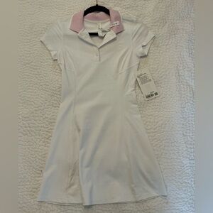 New- Lululemon Short Sleeve Polo Dress white and pink. Size 0